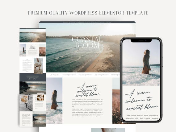 Wordpress Elementor Pro Landingspage Salespage 'Coastal Bloom' - Premium WP Onepager Beach Site Kit for Creative Fully Customizable Sections
