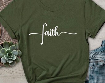 Faith TShirt Christian Cross Shirt Fearless Bible Grace God Love Church Jesus Religious Minimalist Aesthetic Inspirational