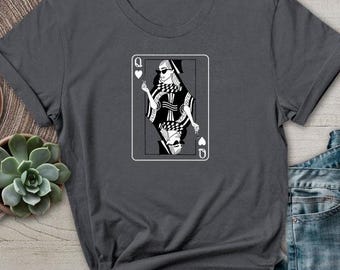 Queen of Hearts Playing Card TShirt Deck Sunglasses Tee Aesthetic Shirt Mothers Day Gift Retro Valentine Feminist Wife Anniversary Her