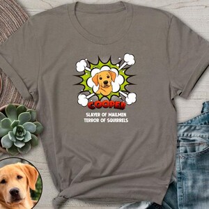 Custom Pet Name Shirt Dog Cat Picture Cartoon Style With Superpower TShirt Personalized Family Heroe Photo Retro Portrait Memorial Vintage