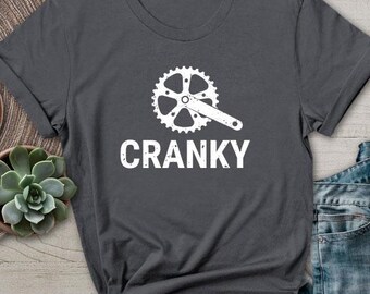 Cranky TShirt Funny Mountain Bike Cycling Lover BMX Grumpy Shirt Vintage Reel Gear Joke Humor Fishing Pun Dad Men Sarcasm