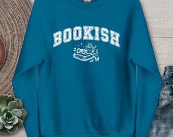 Bookish Sweatshirt Bookworm Book Nerd Club Librarian Cozy Reading Teacher Mug Candle Coffee Literary Tea Glasses