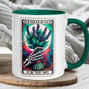 Não há sálvia suficiente para esta merda Caneca Tarot Carta Engraçada Café Xícara Esqueleto Presentes de bruxa Halloween Gótico Wiccan