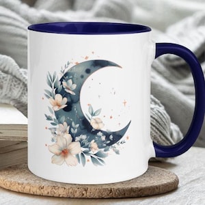 Boho Floral Blue Moon Mug Gift