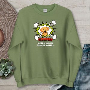 Custom Pet Name Sweatshirt Dog Cat Picture Cartoon Style With Superpower Personalized Family Heroe Photo Retro Portrait Memorial Vintage