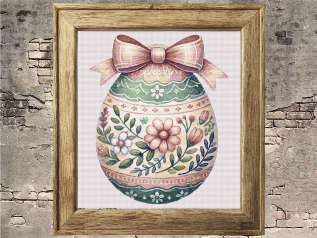 Easter Egg Cross Stitch Pattern PDF Chart Flowers Spring Bunny Holiday ...