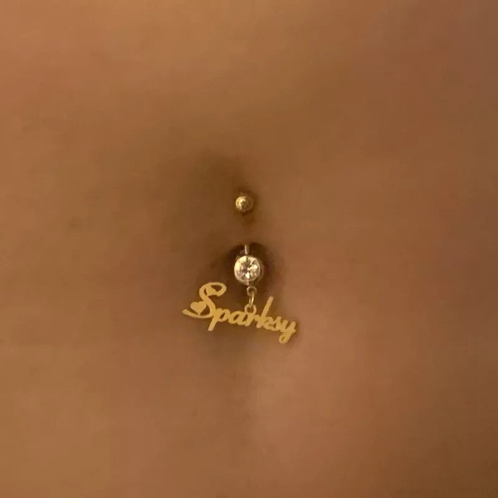 Custom Belly Ring, Navel Piercing Bar, Personalized Name, Dangling