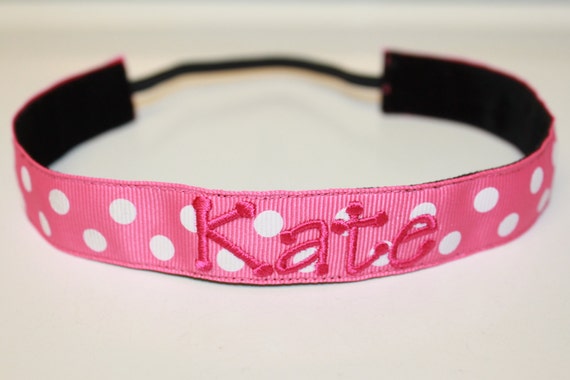 Monogrammed ribbon non-slip headbands