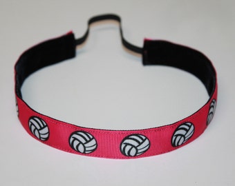 Hot pink volleyball non slip headband