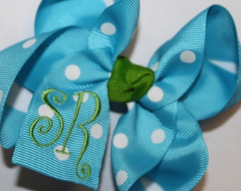 Monogrammed large hair bow