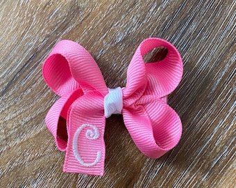 Monogrammed bitty hair bow