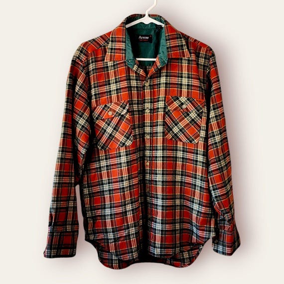 ②70s USA Arrow open collar shirt check M s-l500.jpg
