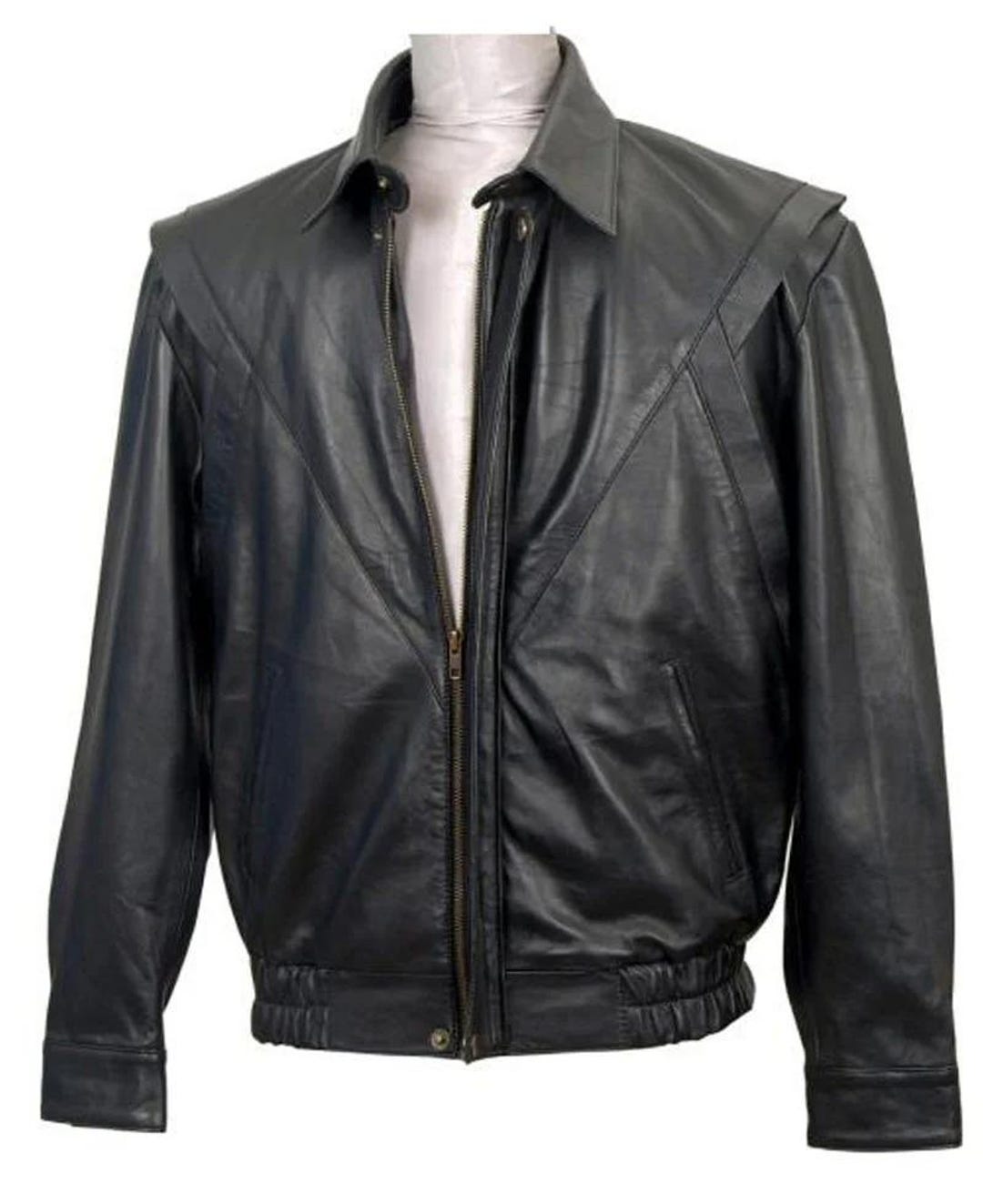 Knight Rider Black Leather Jacket Men – Vintage Retro Biker Bomber ...