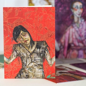 Gedruckte Kunstkarten - Nancy Rosen Gemälde -Grace und Frankie Künstler -Dankeschön-Karten Blanko Grußkarten Nur weil Karte + Umschläge