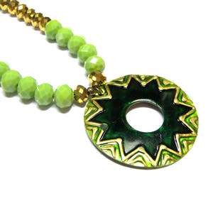 Mother of Pearl Green Medallion Pendant On Sale