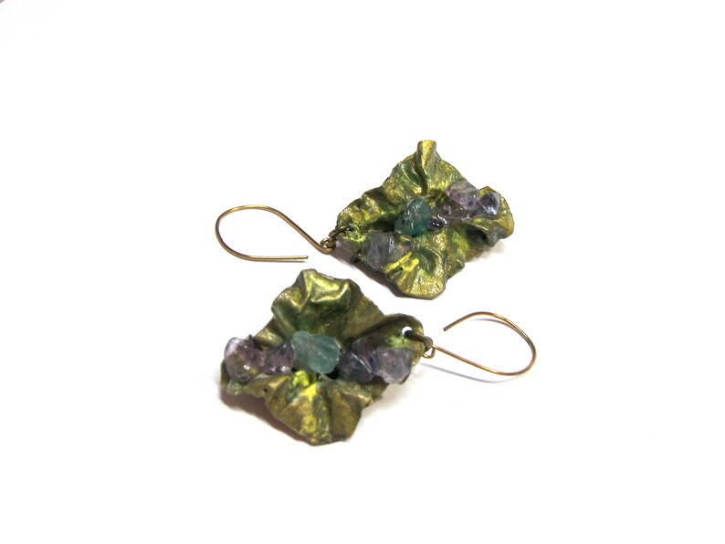 Folded form Copper Leaf Earrings On Sale
