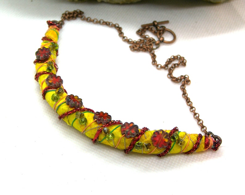 Fiber Textile Bar Necklace image 6