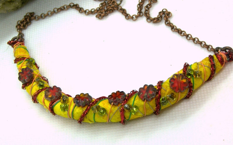 Fiber Textile Bar Necklace image 2