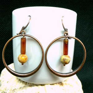 Gemstone Copper Hoop Earrings image 5