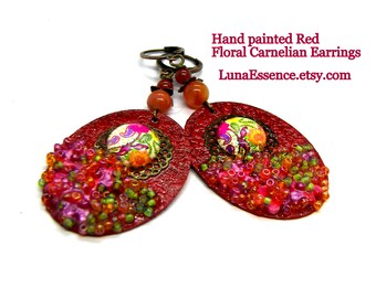 Red Floral Earrings