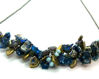 Blue Floral Bar Necklace