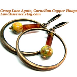 Gemstone Copper Hoop Earrings image 9