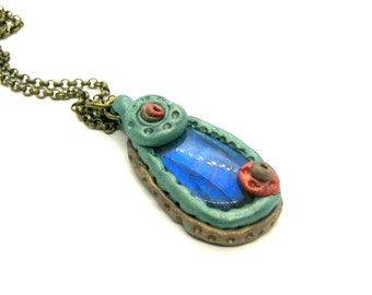 Labradorite Polymer Clay Pendant