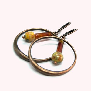 Gemstone Copper Hoop Earrings image 10