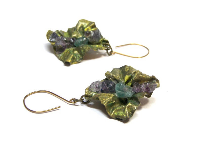 Folded form Copper Leaf Earrings On Sale
