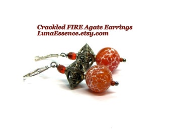 Crackled Fire Agate Earrings