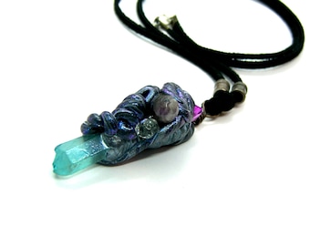 Aura Spiral Swirls Polymer Clay Pendant
