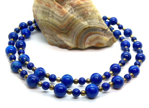 Blue Lapis Lazuli Beaded Necklace - image 3