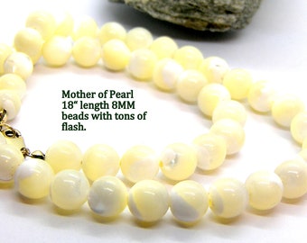 Mother of Pearl 8MM Bead Necklace