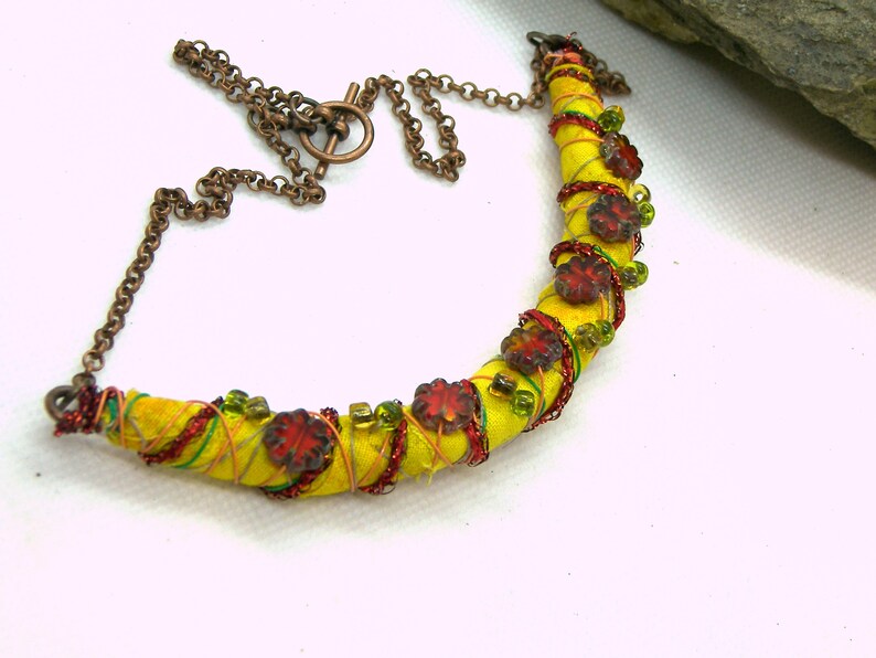 Fiber Textile Bar Necklace image 10