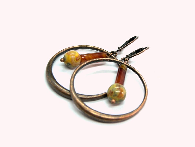 Gemstone Copper Hoop Earrings image 3