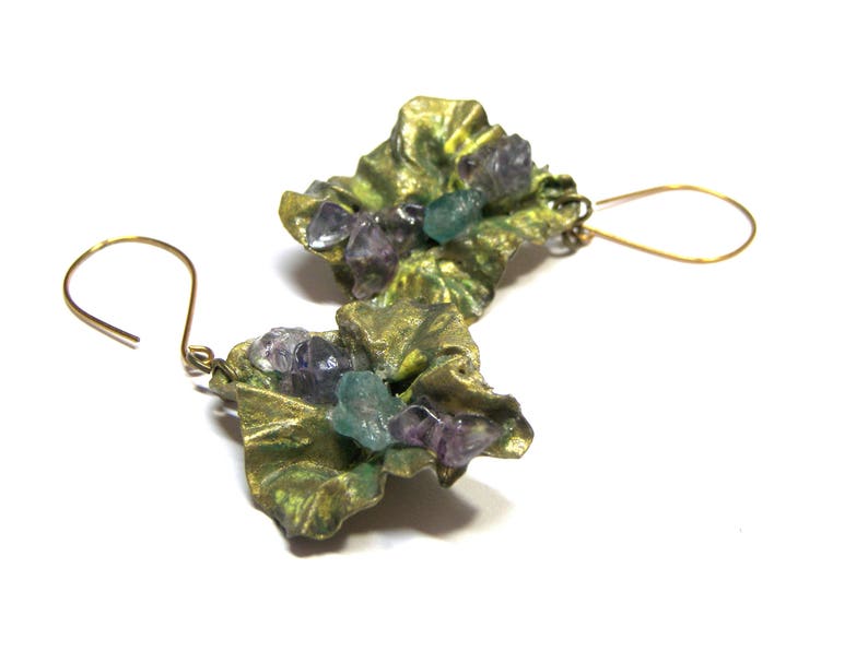Folded form Copper Leaf Earrings On Sale