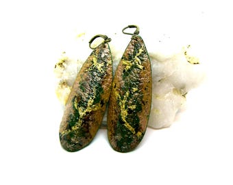 Leather Teardrop Abstract hand painted Earrings