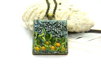 Pumpkin Patch Polymer clay Pendant