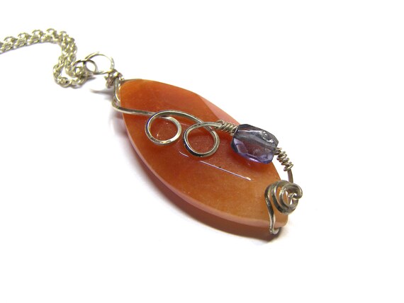 Carnelian Pendant Iolite Pendant Top Selling Jewelry Marquise Pendant Wrap Pendant Sterling Silver Pendant Unisex Pendant