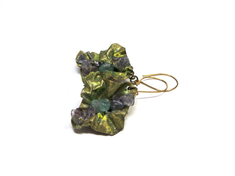 Folded form Copper Leaf Earrings On Sale