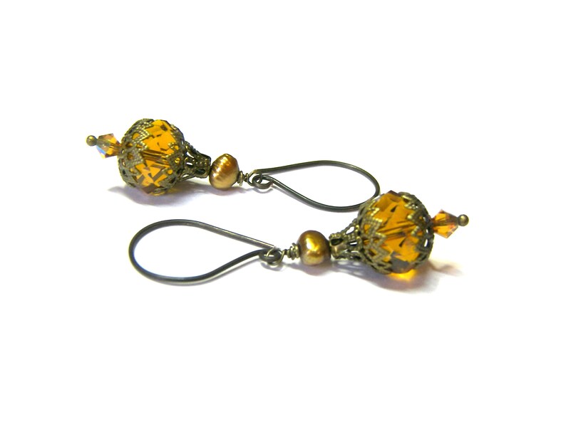 Topaz Golden Pearl Earrings image 7