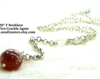 Fire Agate Y Necklace