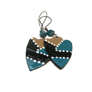Blue leather earrings