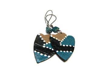 Blue leather earrings