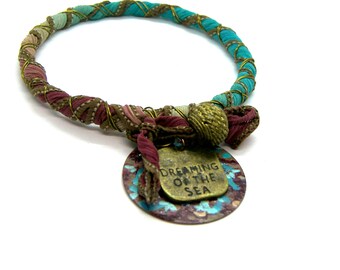 Word Charm Bangle Bracelet