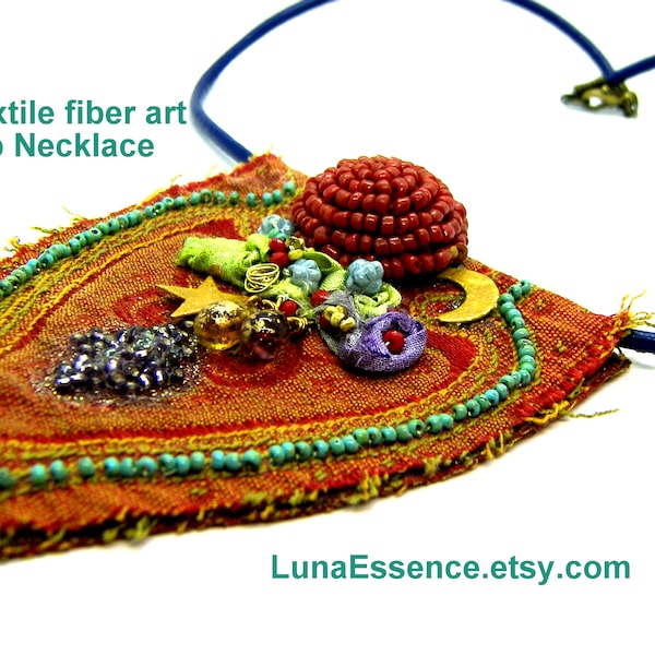 Fiber art Bib Necklace