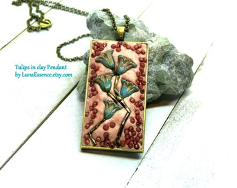 Tulip Polymer clay Pendant