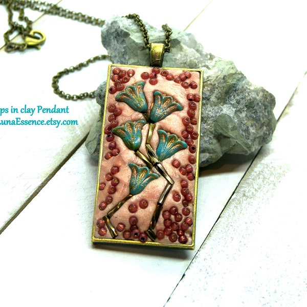 Tulip Polymer clay Pendant