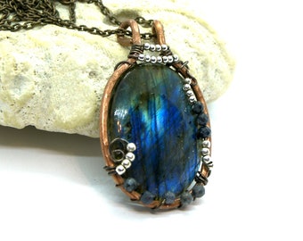 Sapphire Labradorite Pendant