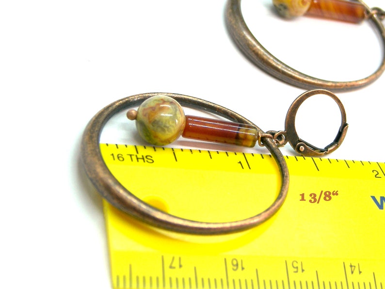 Gemstone Copper Hoop Earrings image 7